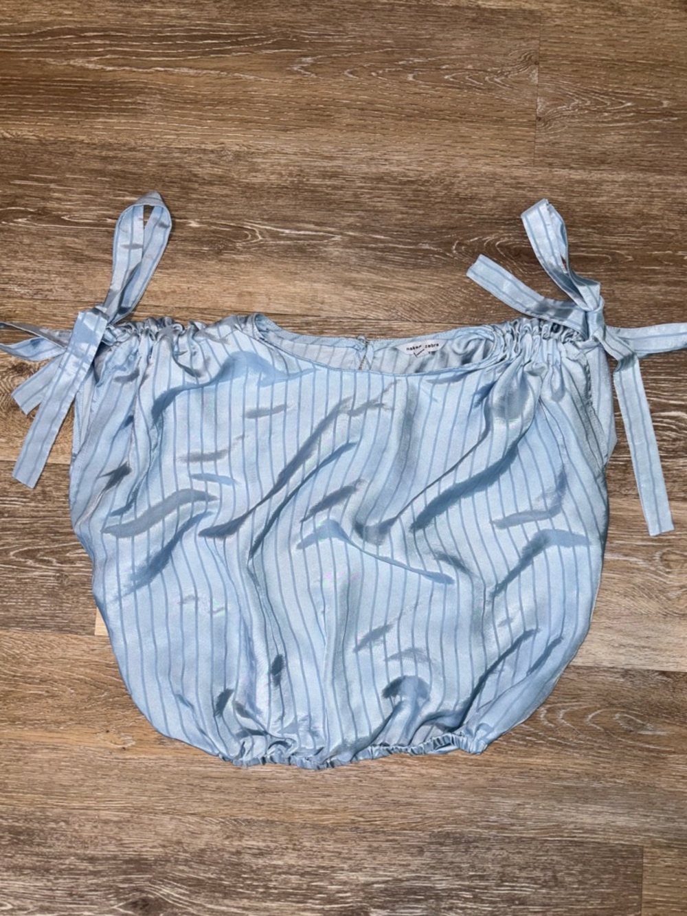Naked Zebra Light Blue Striped Satin Cami